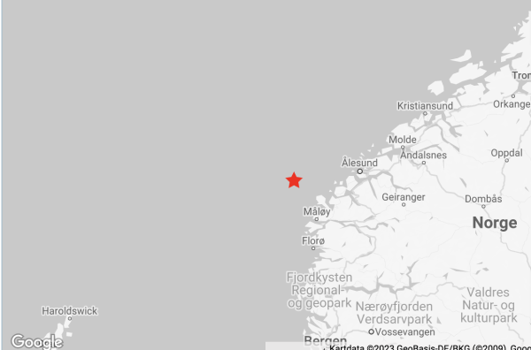 Jordskjelv utanfor Ålesund-regionen
