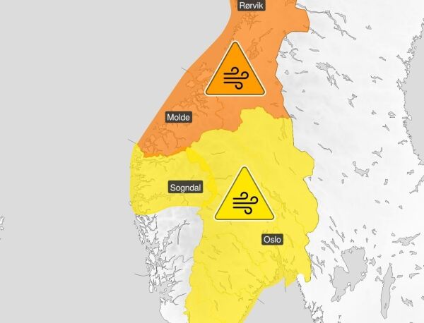 Oransje farevarsel i vårt område